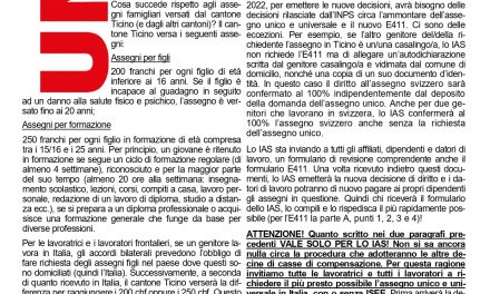 FRONTALIERI: ASSEGNO UNICO
